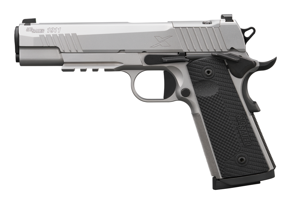 1911, 45 ACP, 5IN, X-SERIES, STAINLESS, SAO, X-RAY 3, G10 GRIP, (2) 8RD STEEL MAG, OPTIC READY