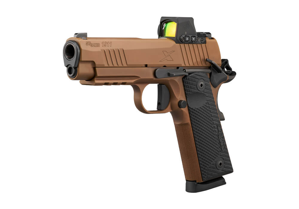 1911, 45 ACP, 4.2IN, X-SERIES, COYOTE, SAO, X-RAY 3, G10 GRIP, (2) 8RD STEEL MAG, ROMEO X COMPACT