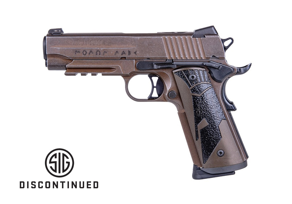 1911 CA, 45 ACP, 4.2IN, SPARTANII, DISTRESSED COYOTE, SAO, SIGLITE, SPARTANII GRIP, (2) 8RD STEEL MAG, RAIL