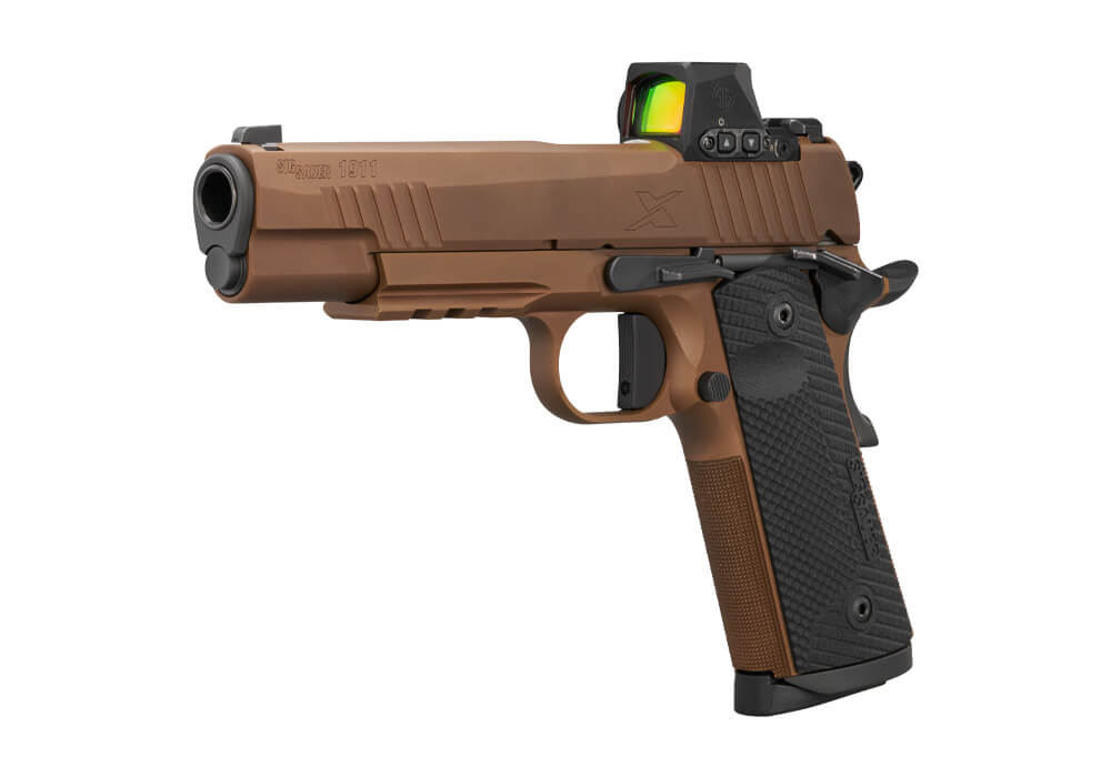 1911, 45 ACP, 5IN, X-SERIES, COYOTE, SAO, X-RAY 3, G10 GRIP, (2) 8RD STEEL MAG, OPTIC READY, ROMEO X COMPACT