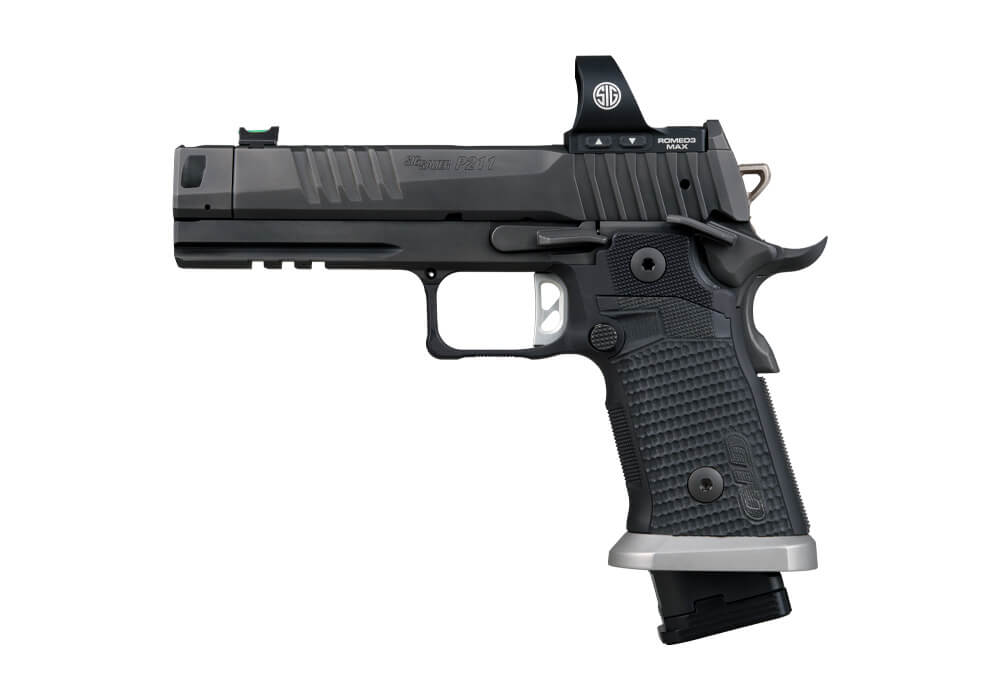211, 9MM, 4.4IN, BLK, SAO, ALLOY GRIP, COMPENSATOR, FIBER OPTIC SIGHT, (2) 21RD MAG, (1) 23RD MAG, MAGWELL, ROMEO3PRO
