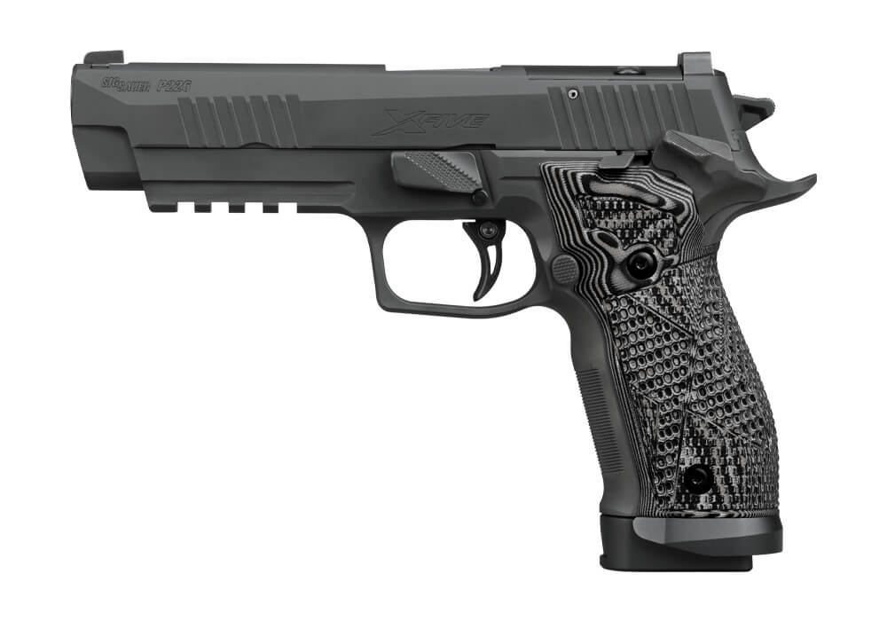 P226, 9MM, 5IN, X-FIVE, EXTREME, BLK, SAO, BLACK/GRAY G10, X-RAY 3, (3) 20RD MAG, SIG-LOC PRO, CUSTOM WORKS