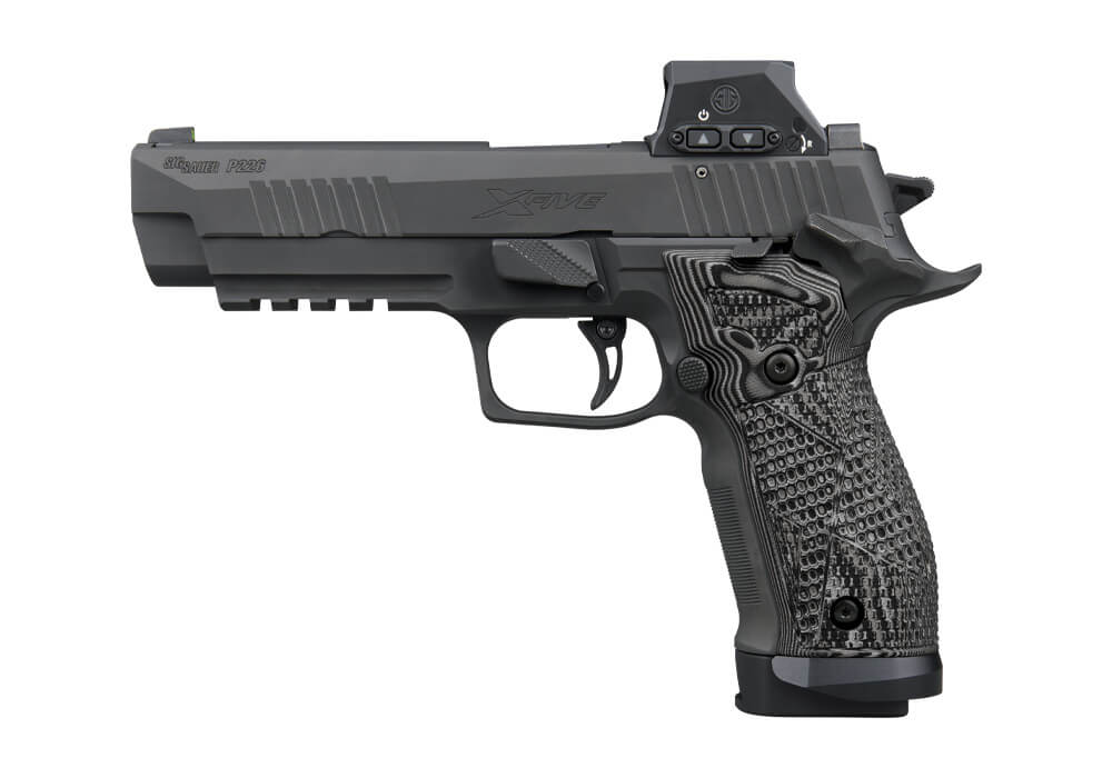 P226, 9MM, 5IN, X-FIVE, EXTREME, BLK, SAO, BLACK/GRAY G10, X-RAY 3, (3) 20RD MAG, SIG-LOC PRO, CUSTOM WORKS