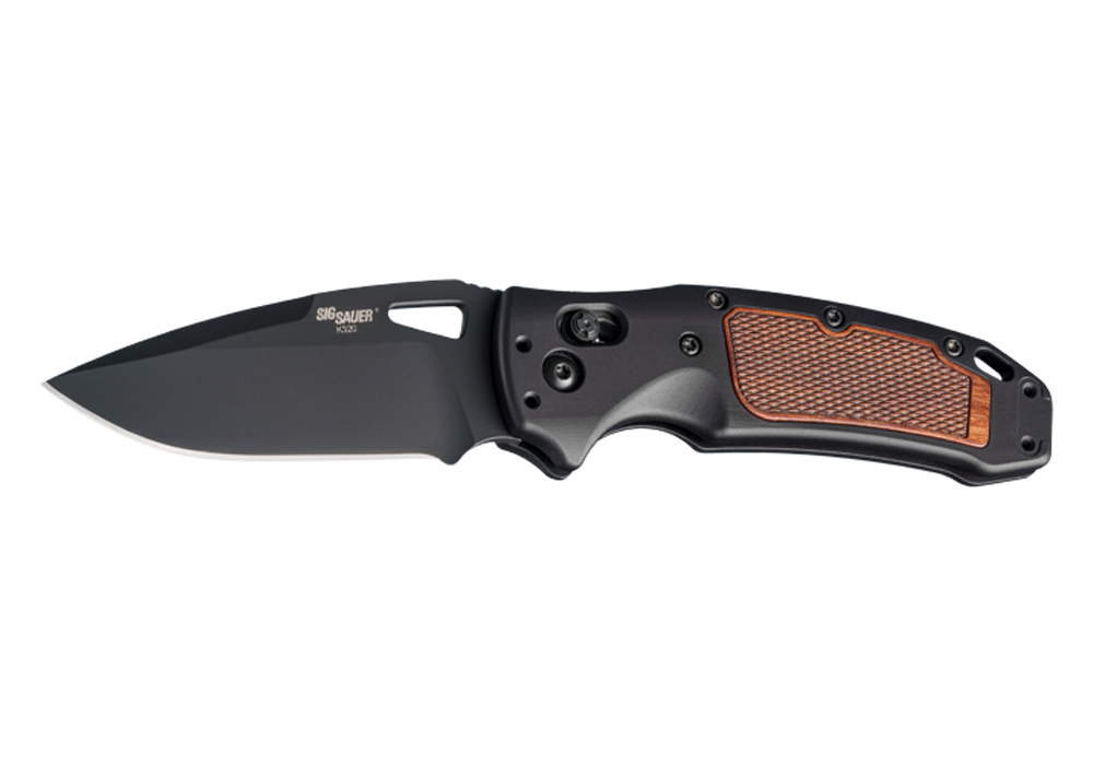 SIG SAUER K320 AXG CLASSIC DROP POINT FOLDING KNIFE - HOGUE
