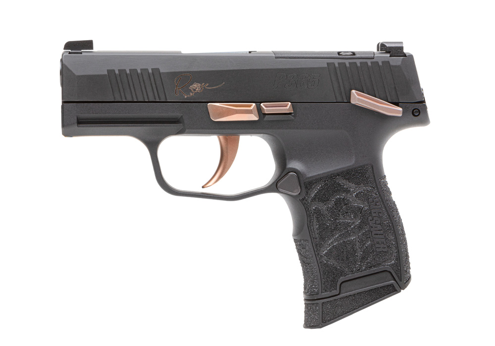 P365, 380 ACP, 3.1IN, ROSE, BLK, STRIKER, X-RAY 3, POLYMER GRIP, (2) 10RD STEEL MAG, OPTIC READY, MANUAL SAFETY