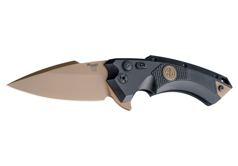 SIG SAUER X5 SPEAR POINT FOLDING KNIFE - FDE - HOGUE