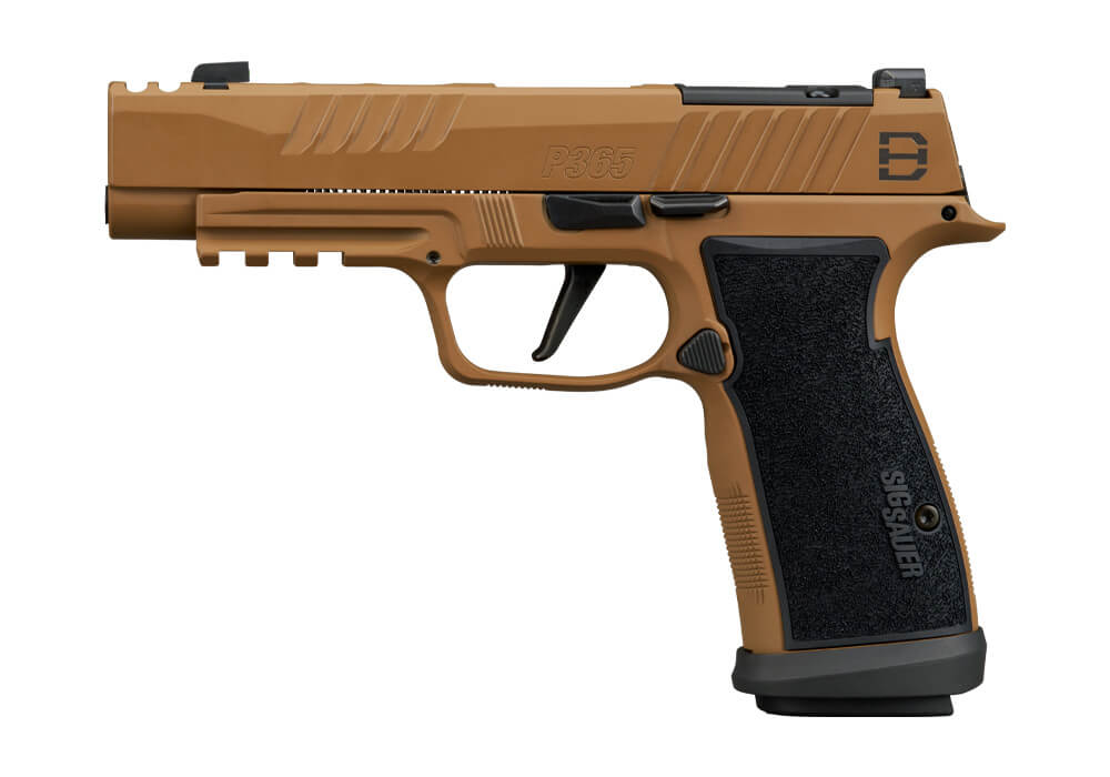 P365, 9MM, 3.7IN, DH3, COYOTE, STRIKER, X-RAY 3 OPTIC READY, AXG MODULAR GRIP, (3) 10RD STEEL MAG, COMP, MAGWELL