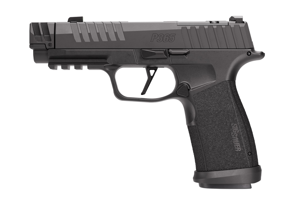 P365, 9MM, 3.4IN, BLK, STRIKER, X-RAY 3 OPTIC READY, MODULAR POLYMER GRIP, (2) 17RD STEEL MAG, M3D COMP, THREADED