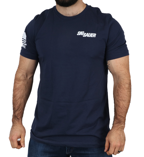 SIG NINE LINE FLAG WHITE MARK - MEN'S TSHIRT - NAVY  BLUE - M