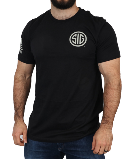 SIG NINE LINE GREY MARK - MENS TSHIRT - BLACK -  L