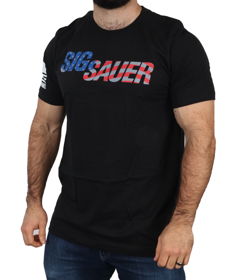 SIG NINE LINE MASKED FLAG LOGO AND MARK - MENS TSHIRT - BLACK - S
