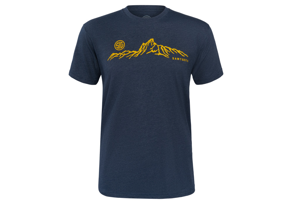 SIG SAUER SAWTOOTH OUTLINE - MENS NAVY T-SHIRT - MED
