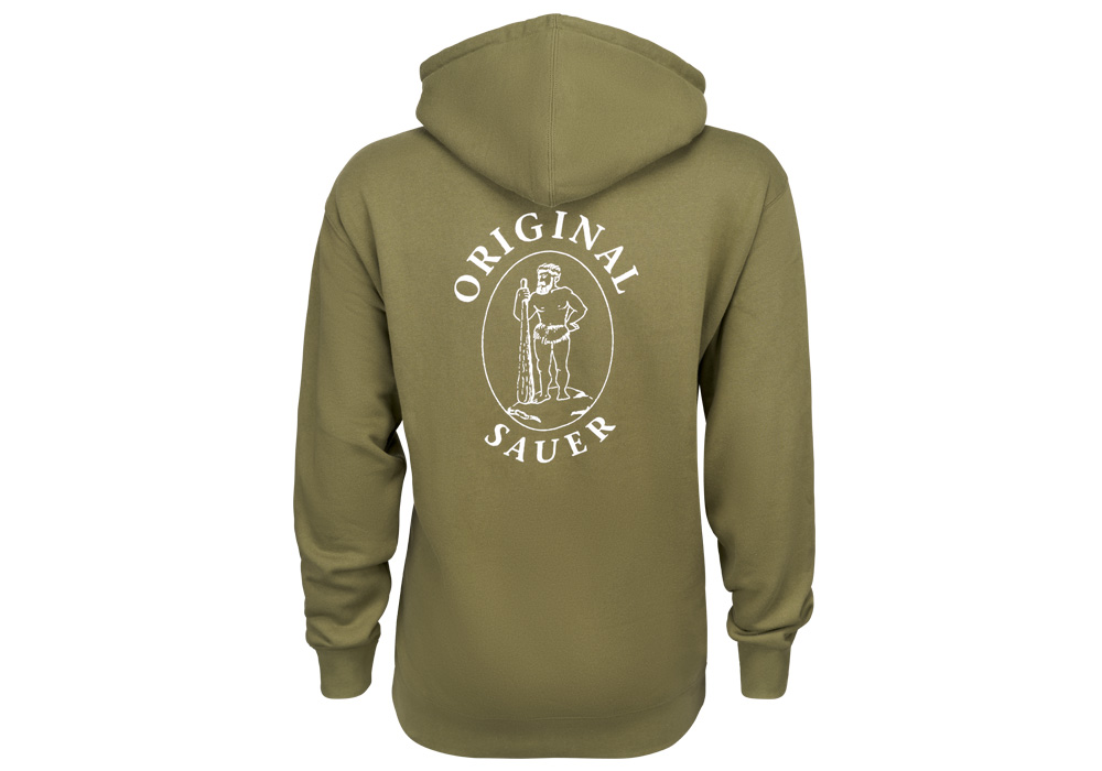 ZIP UP HOODIE, ORIGINAL SAUER LOGO, ARMY GREEN, SMALL
