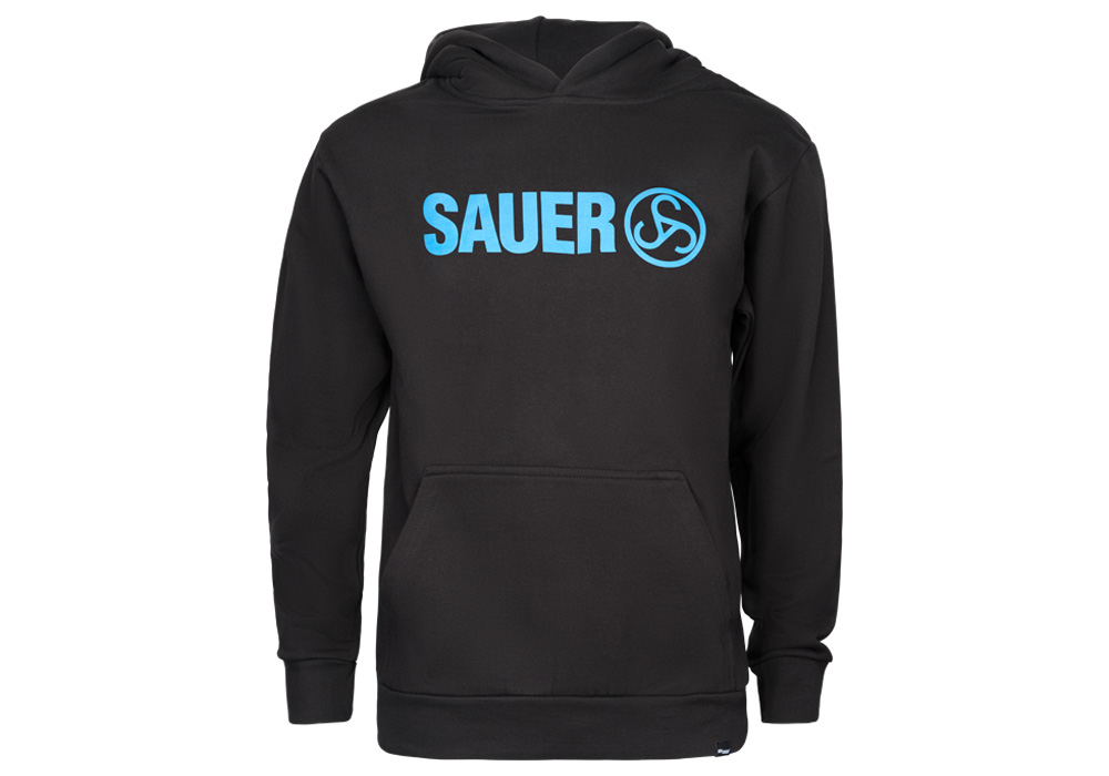 HOODIE, VINTAGE SAUER LOGO, BLACK, LARGE