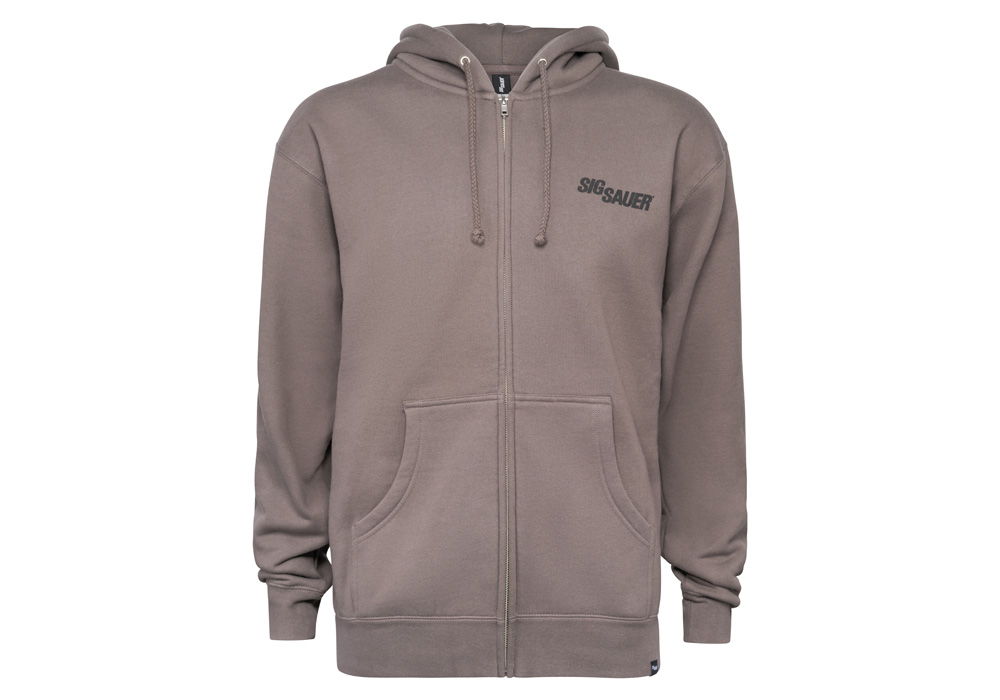 ZIP UP HOODIE, VINTAGE JP SAUER LOGO, GRAY, MEDIUM