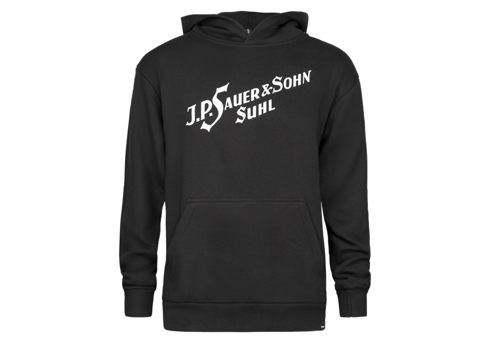 HOODIE, VINTAGE JP SAUER LOGO, BLACK, MEDIUM