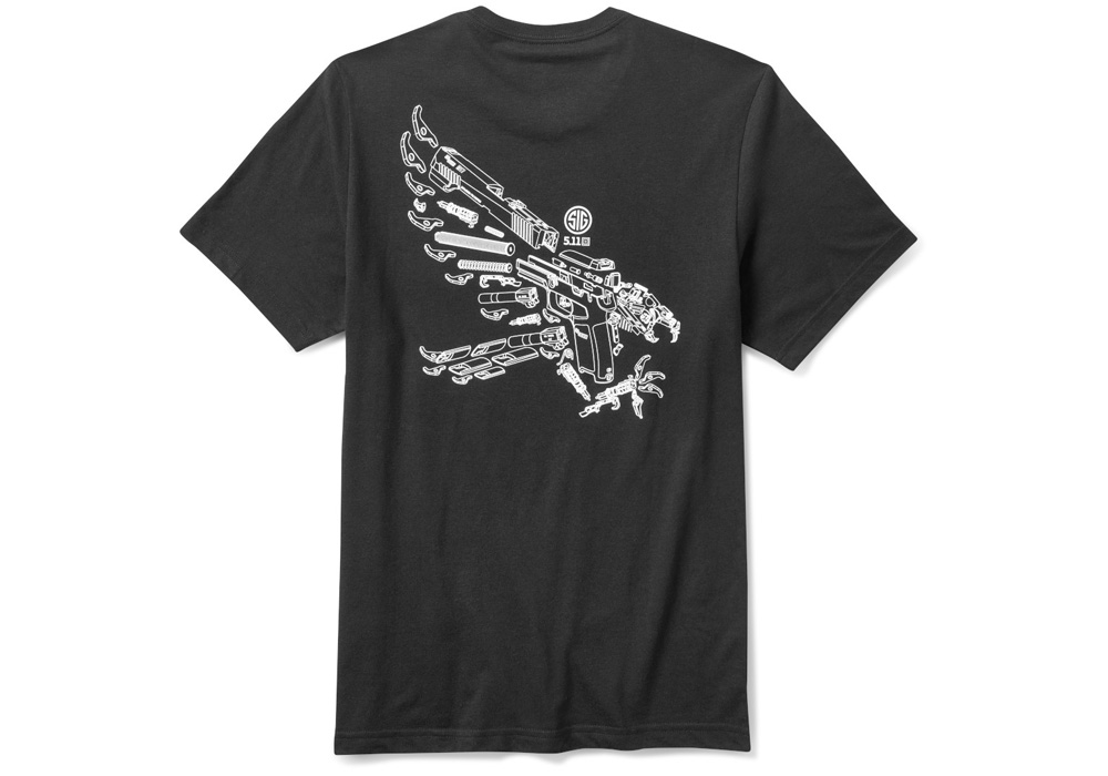 T-SHIRT, 5.11 SIG SAUER, SCHEMATIC EAGLE, BLACK, MEDIUM