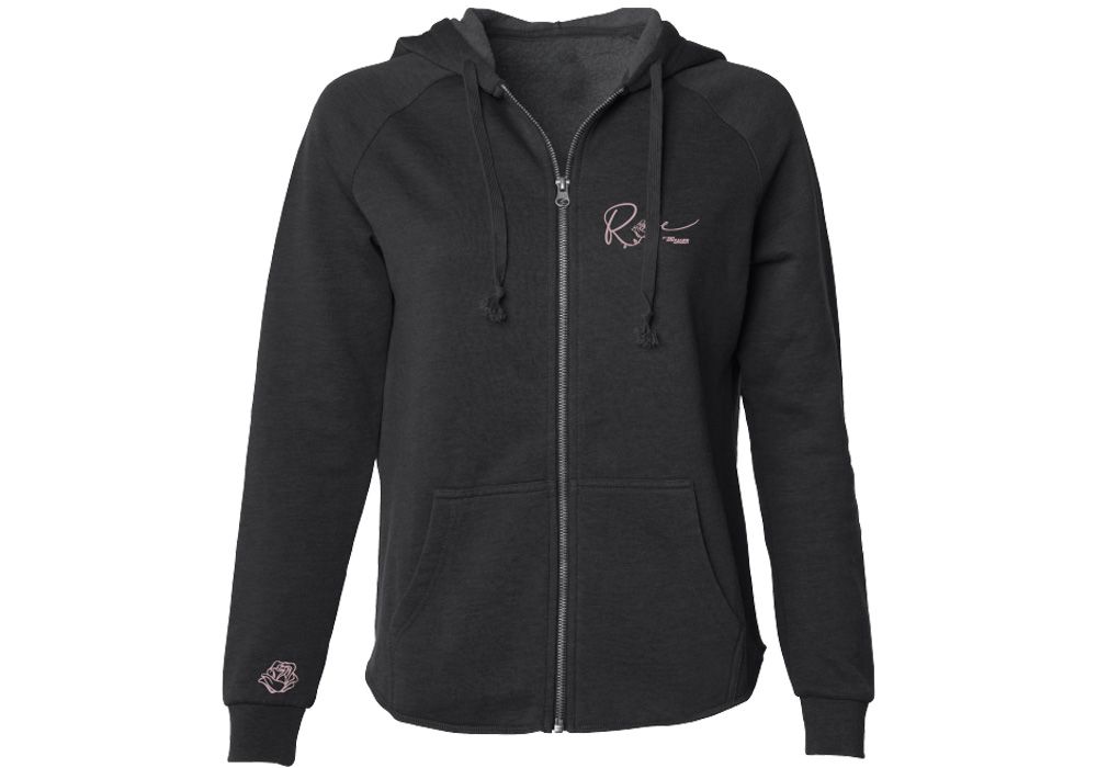 ROSE WOMEN'S ZIP UP HOODIE - BLACK
