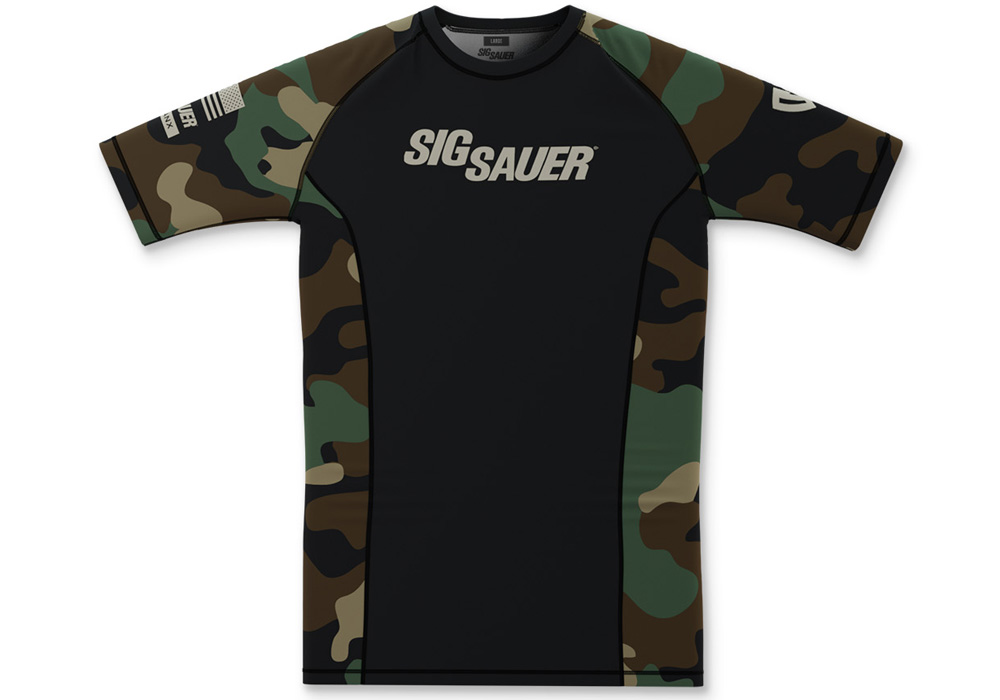 RASH GUARD TOP, SIG SAUER, WOODLAND CAMO, XL