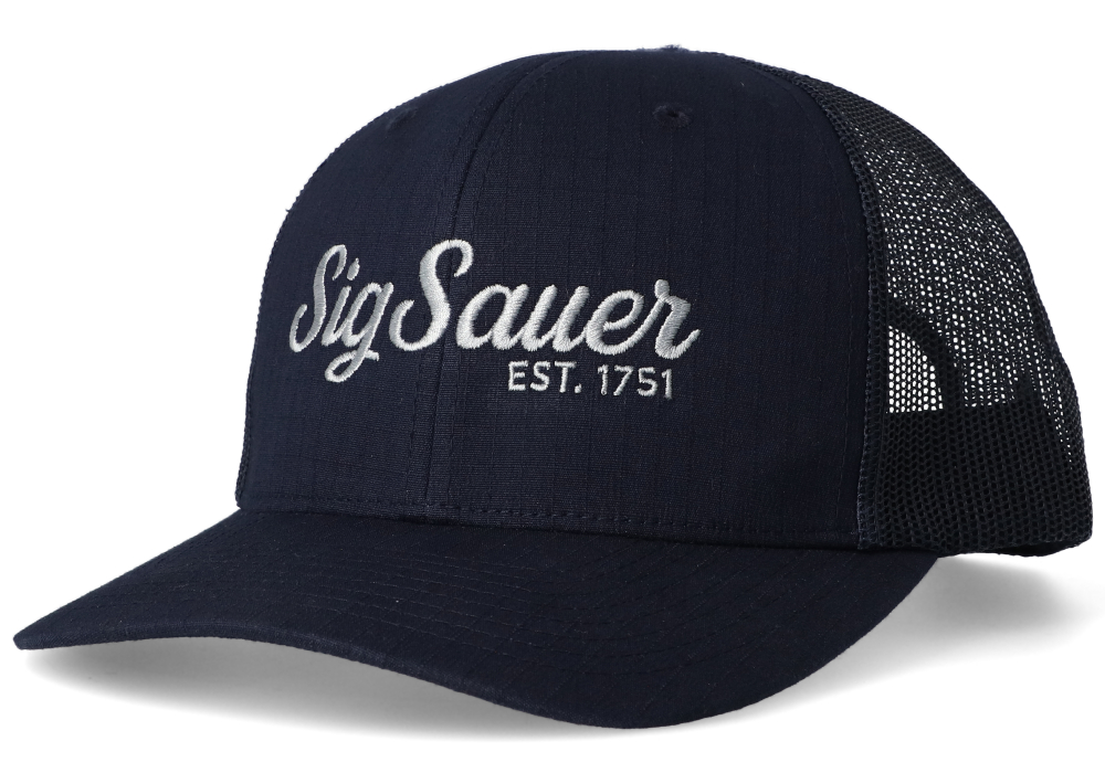 SIG SAUER SCRIPT RIPSTOP TRUCKER HAT - NAVY