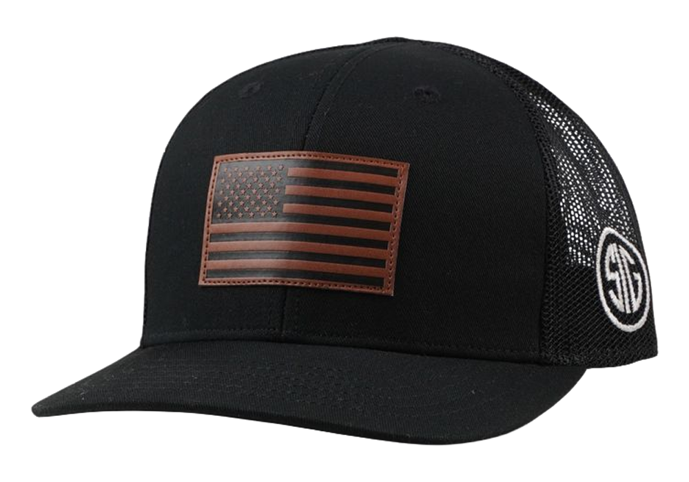 SIG AMERICAN FLAG LEATHER PATCH HAT - BLACK 