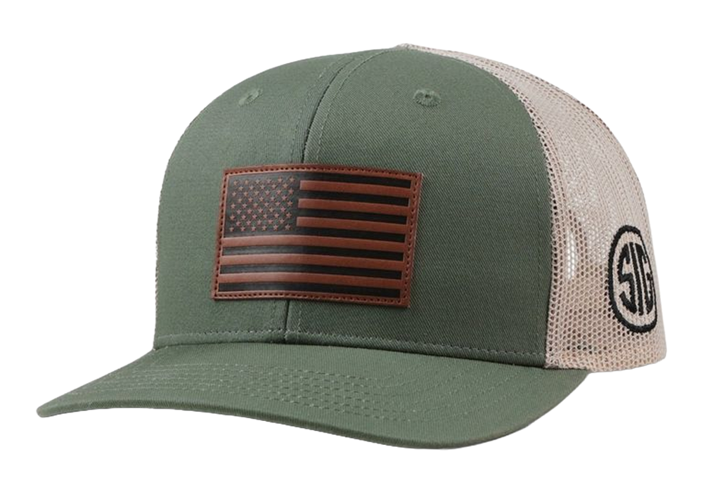 SIG AMERICAN FLAG LEATHER PATCH HAT - SAGE