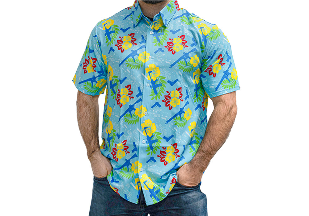 SIG HAWAIIAN PRINT BUTTON DOWN SHIRT - SMALL