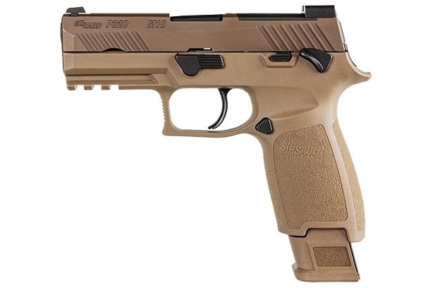 P320, 9MM, 3.9IN, M18, COYOTE, STRIKER, SIGLITE W/ DP PRO PLATE, MODULAR POLYMER GRIP, (1) 17RD (2) 21RD MAG
