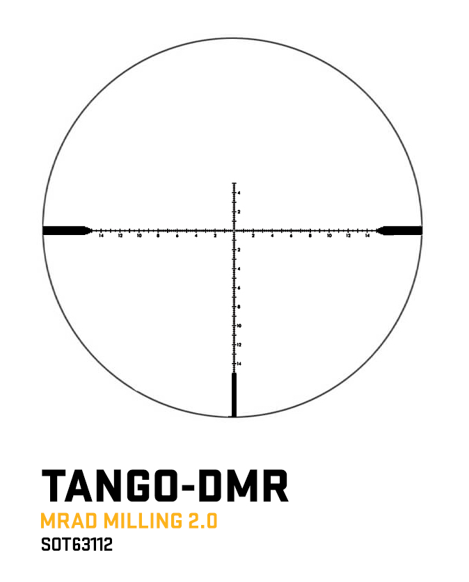 TANGO-DMR SCOPE, 3-18X44MM, 34MM, FFP, MRAD MILLING 2.0 ILLUM RETICLE, SIDE FOCUS, 0.1 MRAD ADJ, BLACK