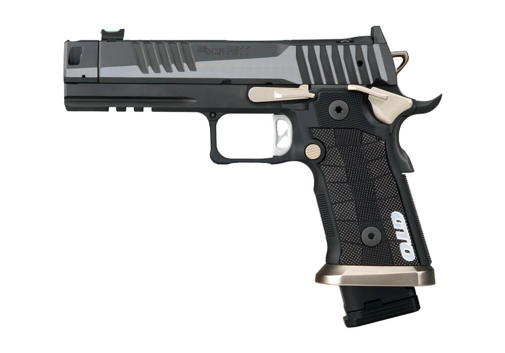 P211, 9MM, 4.4IN, EQUINOX, SAO, FIBER OPTIC SIGHT, ALLOY GRIP, (1) 23RD (2) 21RD STEEL MAG, COMPENSATOR, MAGWELL