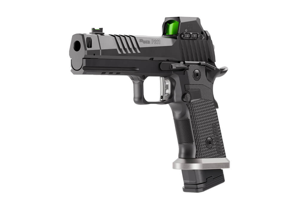 P211, 9MM, 4.4IN, BLK, SAO, X-RAY 3, ALLOY GRIPS, (3) 23RD STEEL MAG, SIG -LOC PRO, COMPENSATOR, BLACKOUT