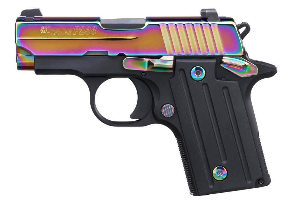 P238, 380 ACP, 2.7 IN, RAINBOW TITANIUM, SAO, SIGLITE, G10 GRIP, (1) 6 RD STEEL MAG