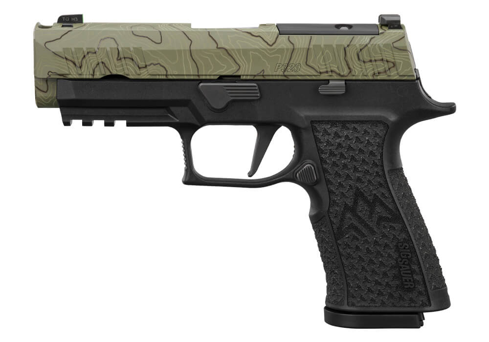 [["P320, 10MM, 3.8IN, X-SERIES, MOSS GREEN, STRIKER, X-RAY 3, LXG GRIP, (3",") 15RD STEEL MAG, OPTIC READY, COMPENSATOR, CW"]]