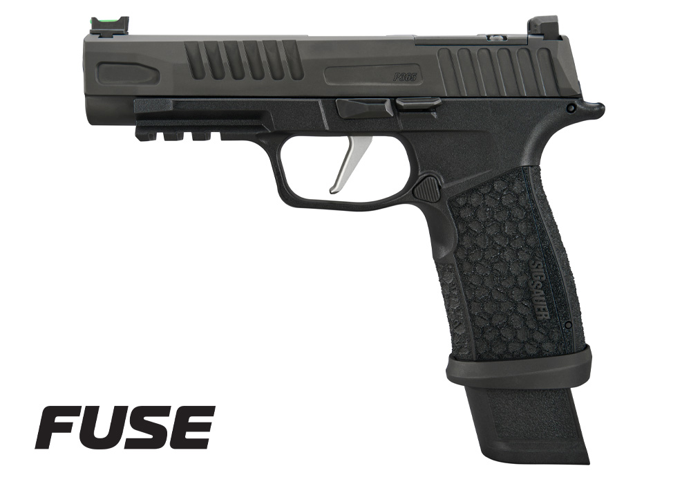 P365, 9MM, 4.3IN, BLK, STRIKER, FIBER OPT FRONT W/ BLK REAR, LXG GRIP, (1) 17RD (2) 21RD MAG, OPTIC READY, MAGWELL, MS