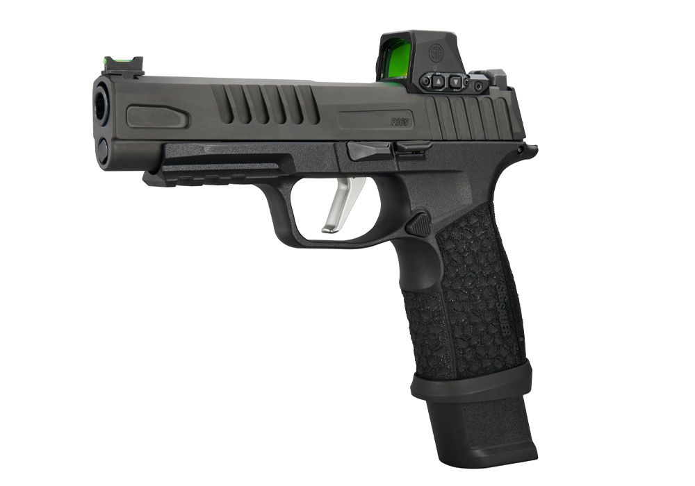 P365 X, 9MM, 4.3IN, BLK, STRIKER, FIBER OPT FRONT W/ BLK REAR, LXG GRIP, (2) 21RD MAG, ROMEO X COMPACT, MAGWELL