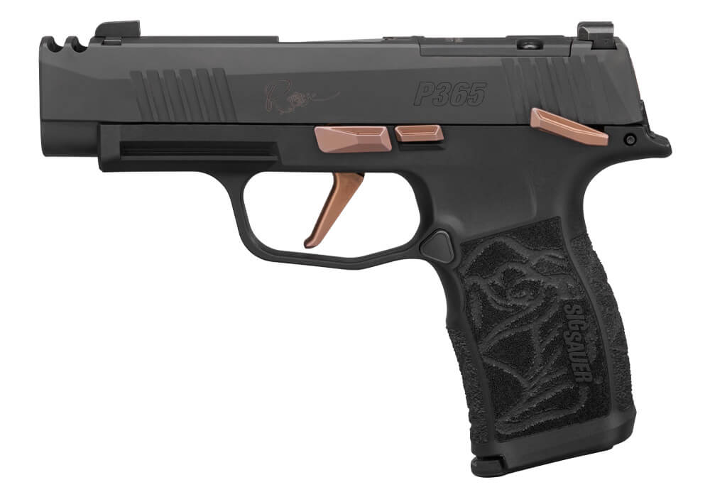 P365, 9MM, 3.1IN, ROSE, BLK, STRIKER, X-RAY 3, POLYMER GRIP, (2) 10RD STEEL MAG, OPTIC READY, MS, CA COMPLIANT