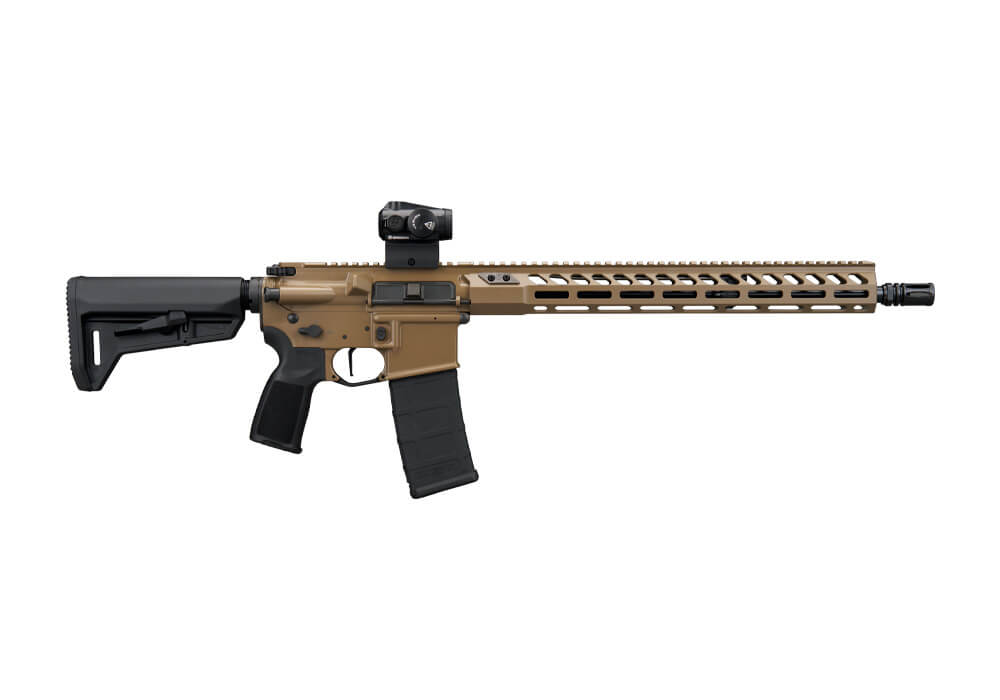 SIGM400, 5.56 NATO, RIFLE, 16IN, FORGE, FDE, SEMI, ROMEO-MSR GEN II, TELE STOCK, AL MLOK HG, (1) 30RD MAG