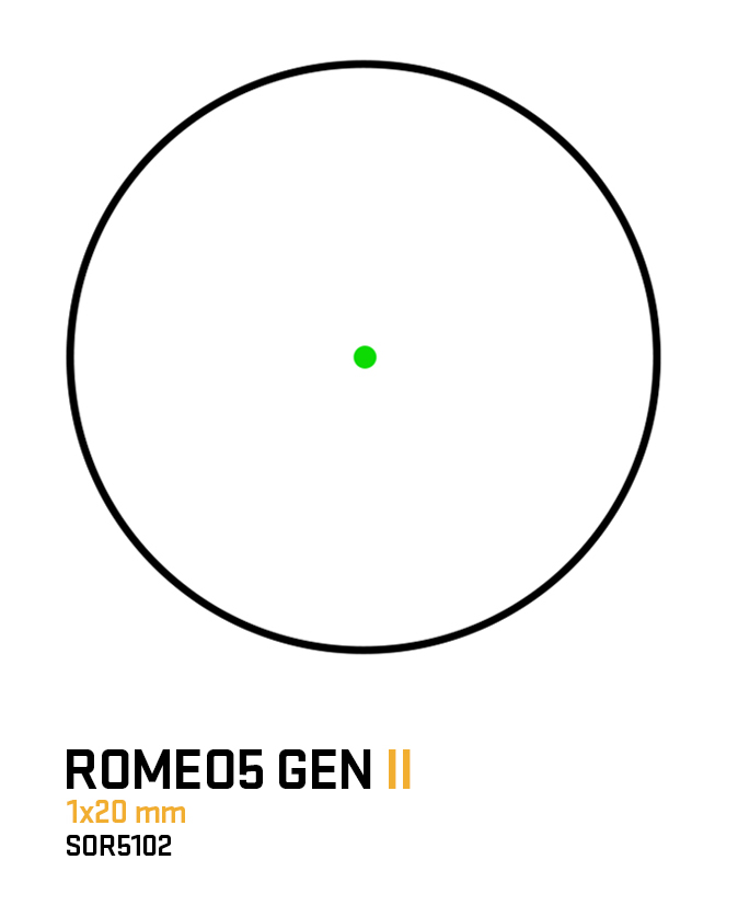 FACTORY REFURB ROMEO5 GEN II COMPACT GREEN DOT SIGHT, 1X20MM, 1 MOA GREEN DOT, 0.5 MOA ADJ, 1.41 M1913 I-BEAM, BLACK
