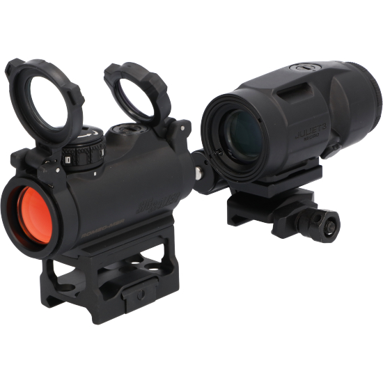 ROMEO-MSR, 2MOA, BLACK, RED DOT AND JULIET3-MICRO 3X22MM MAGNIFIER