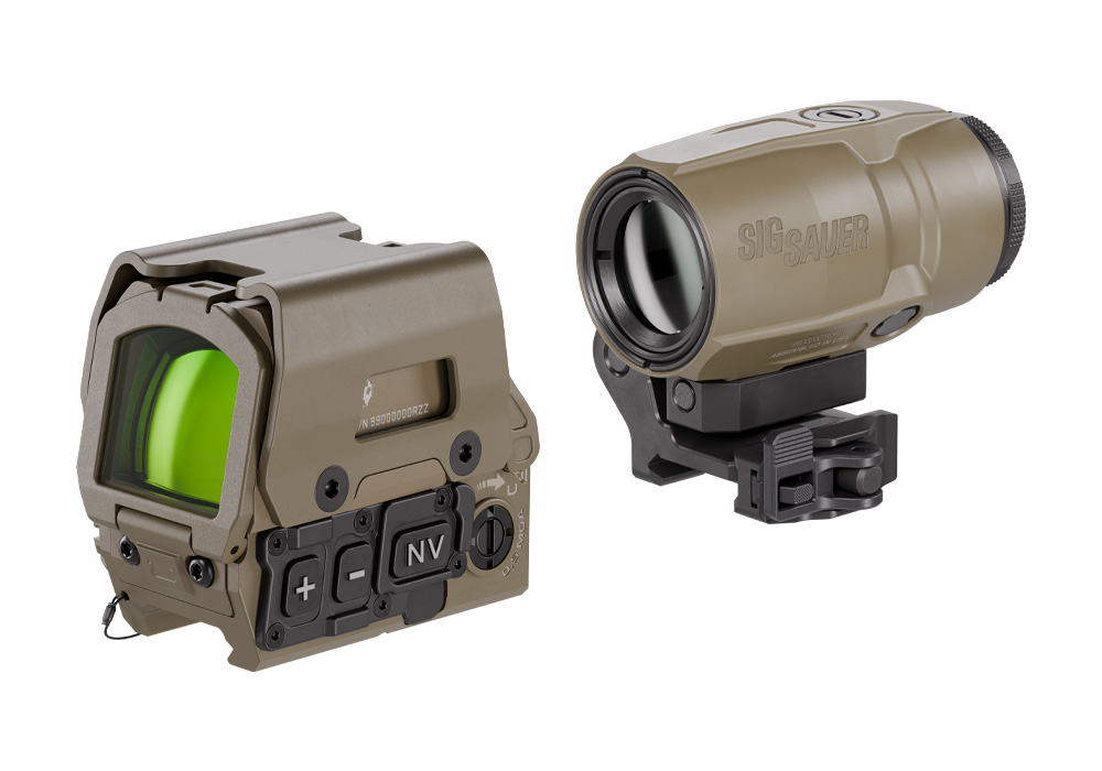 COMBO KIT, ROMEO8T-AMR 1X40 FULL SIZE RED DOT SHROUDED FDE, JULIET3T-AMR 3X22MM MAGNIFIER, FDE