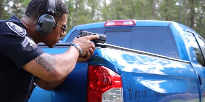 Sumter Police officer aims SIG SAUER striker fired P320 pistol