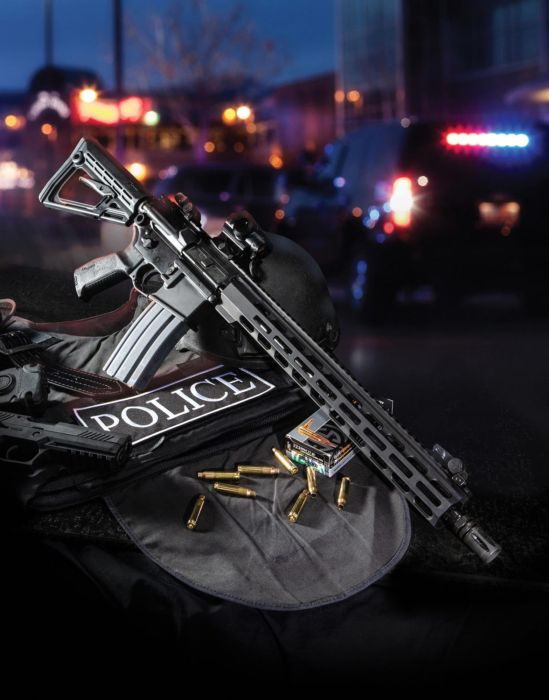the SIG SAUER M400 Pro Rifle and ammo with police gear