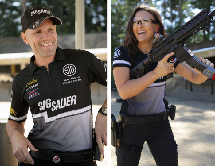 TEAM SIG Captain Max Michel and TEAM SIG shooter Lena Miculek