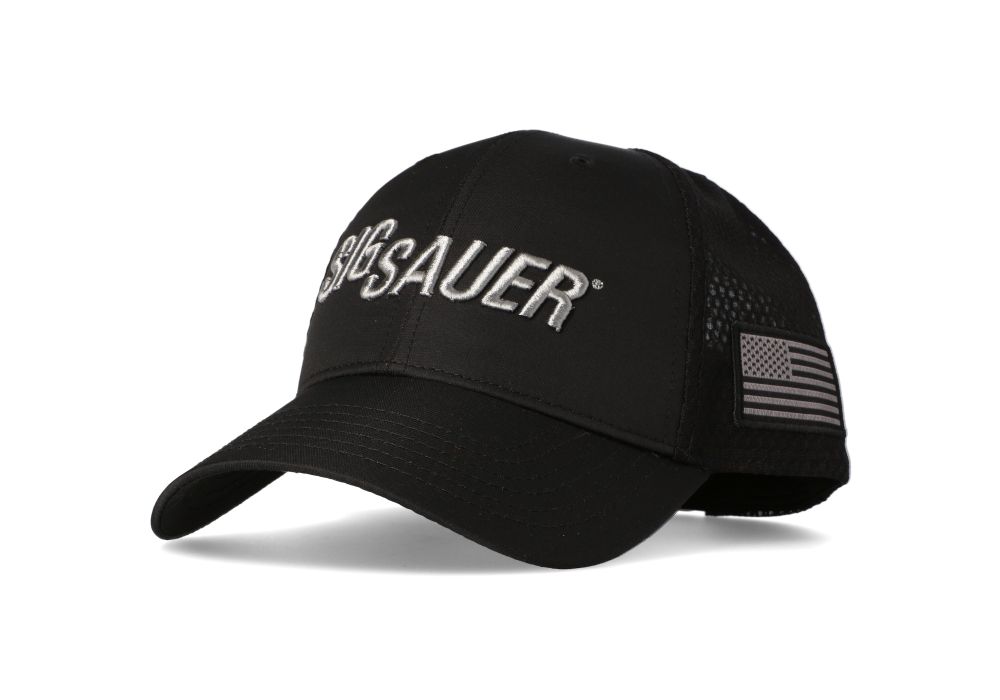 PREMIUM BLACK TRUCKER HAT - DOUBLE MESH - SIG SAUER