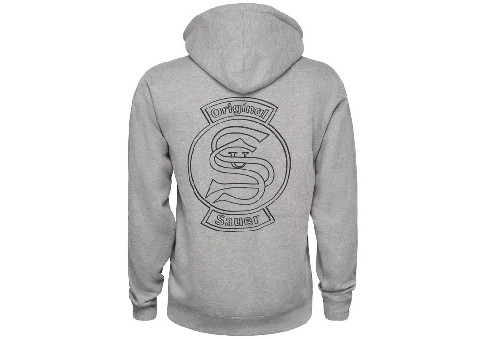 VINTAGE SAUER & SOHN LOGO ZIP-UP HOODIE - GRAY