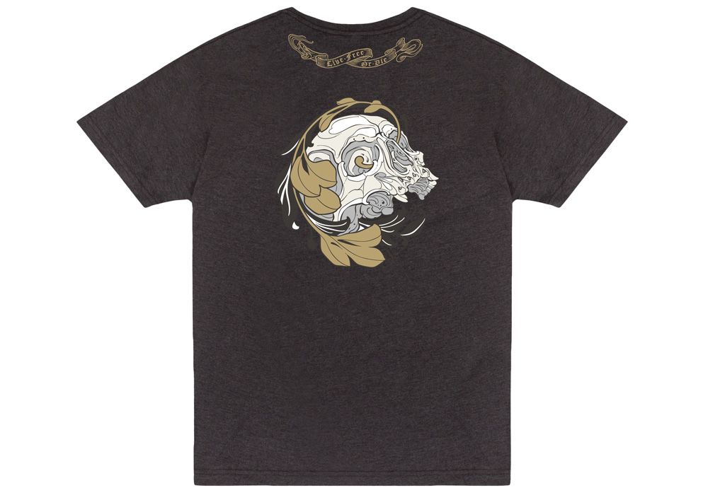 SIG INK SKULL T-SHIRT - CHARCOAL HEATHER [LARGE LEFT]