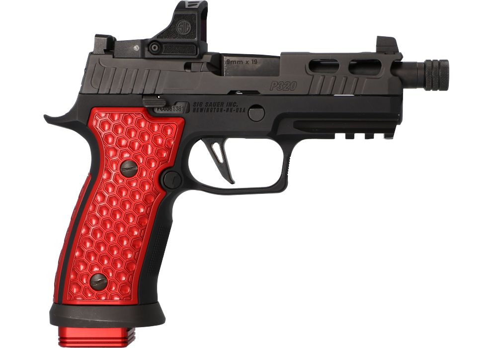 P320-AXG KRAKEN GRIP PANELS AND BASEPADS - RED - VYTAL MANUFACTURING