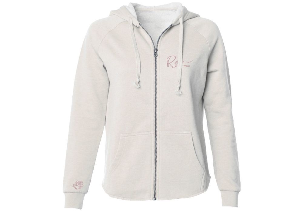 XXX ROSE LOGO BELT DESIGN ZIP パーカ (F) 新品 ROSE WOMEN'S ZIP UP HOODIE - BONE