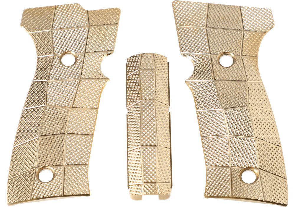P320 AXG LOK GRIP PANEL SET, BRASS GRIDLOK