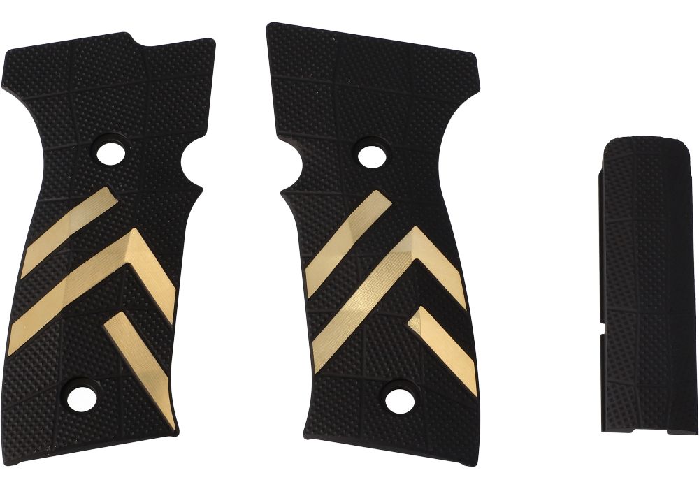 P320 AXG LEGION LOK GRIP PANEL SET, BRASS GRIDLOK BLACK